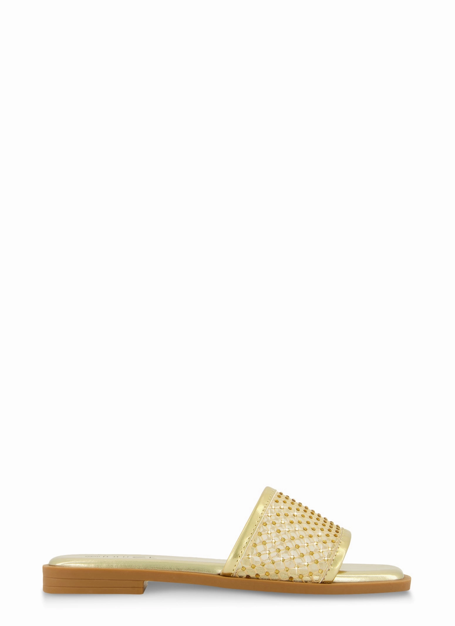 Rhinestone Mesh Band Slide Sandals