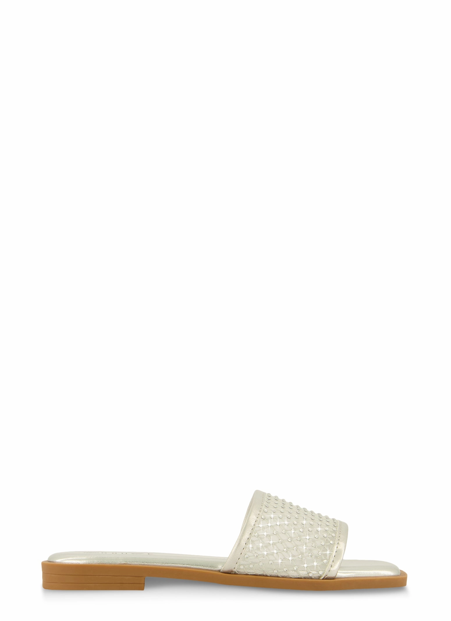 Rhinestone Mesh Band Slide Sandals