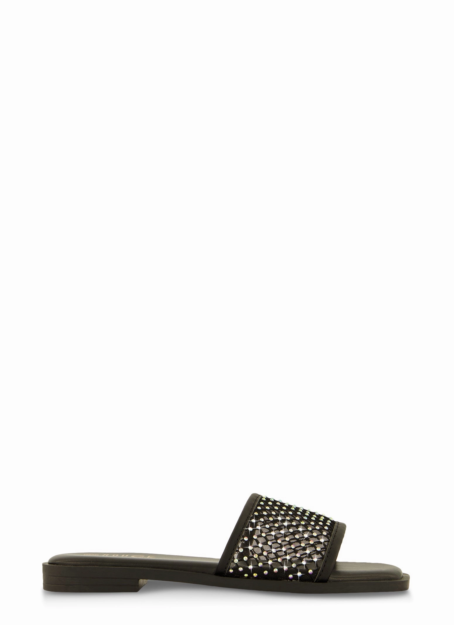 Rhinestone Mesh Band Slide Sandals