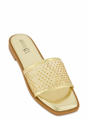 Rhinestone Mesh Band Slide Sandals
