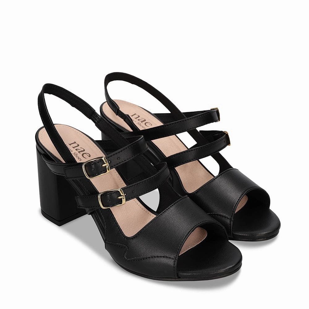 Roma Vegan Apple Leather Heeled Sandals| Black
