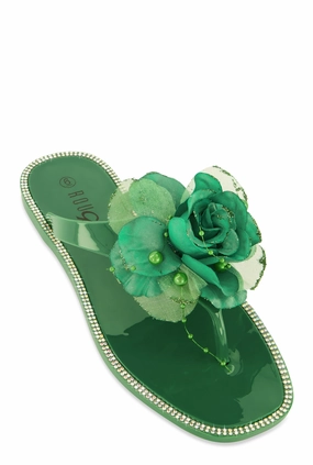 Rose Jelly Thong Slide Sandals