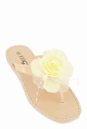 Rose Jelly Thong Slide Sandals