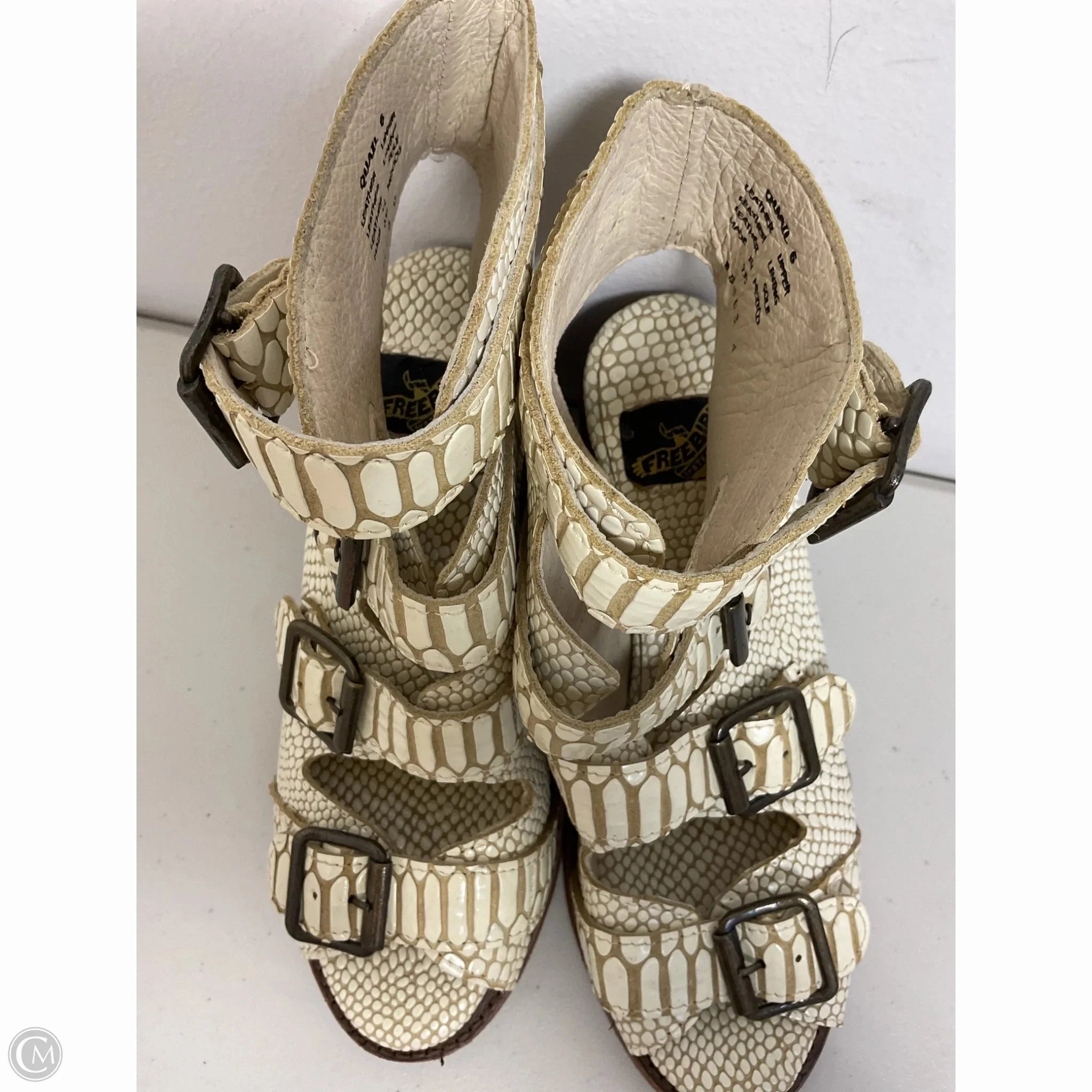 Sandals Heels Kitten By Freebird In Cream, Size: 6