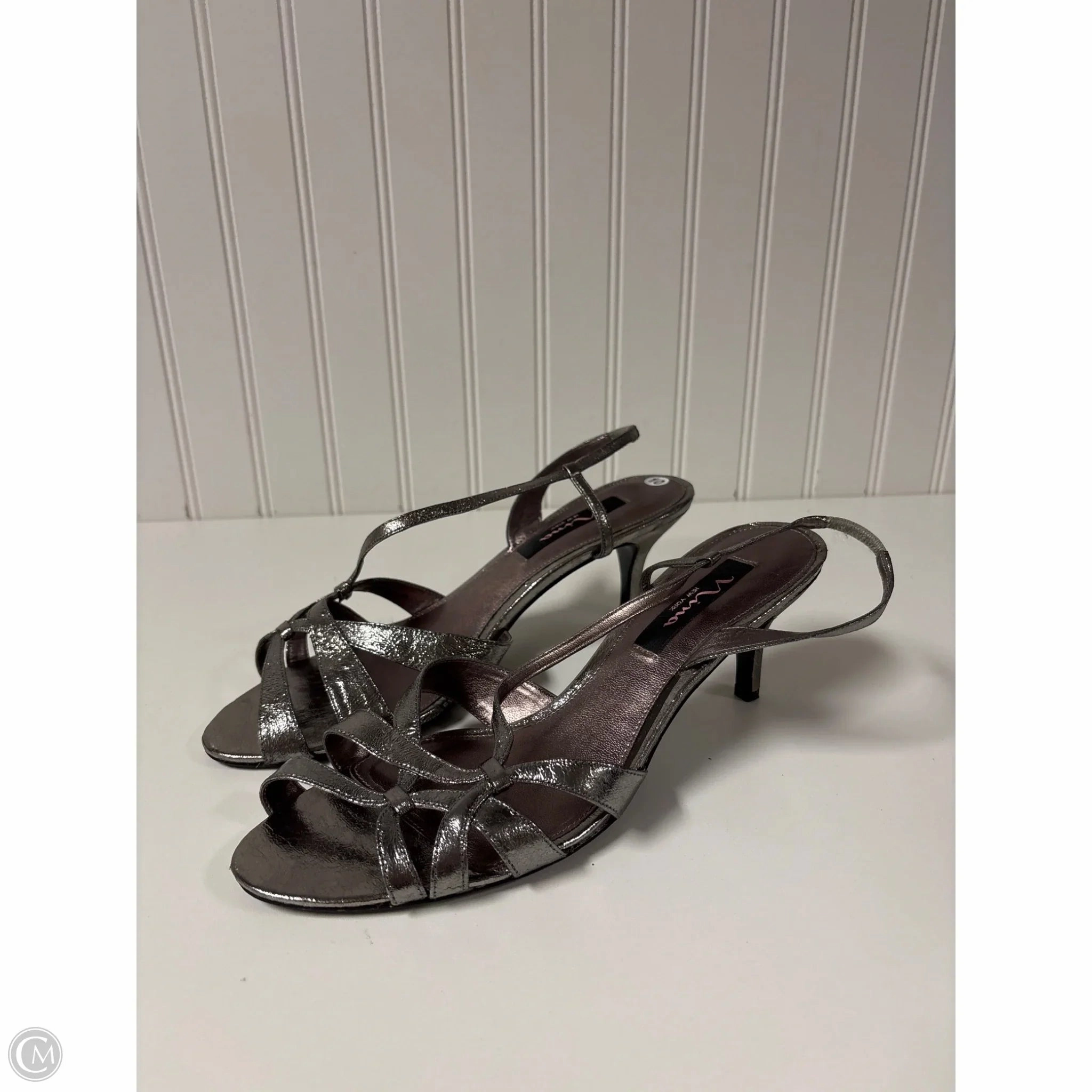 Sandals Heels Kitten By Nina In Silver, Size: 10