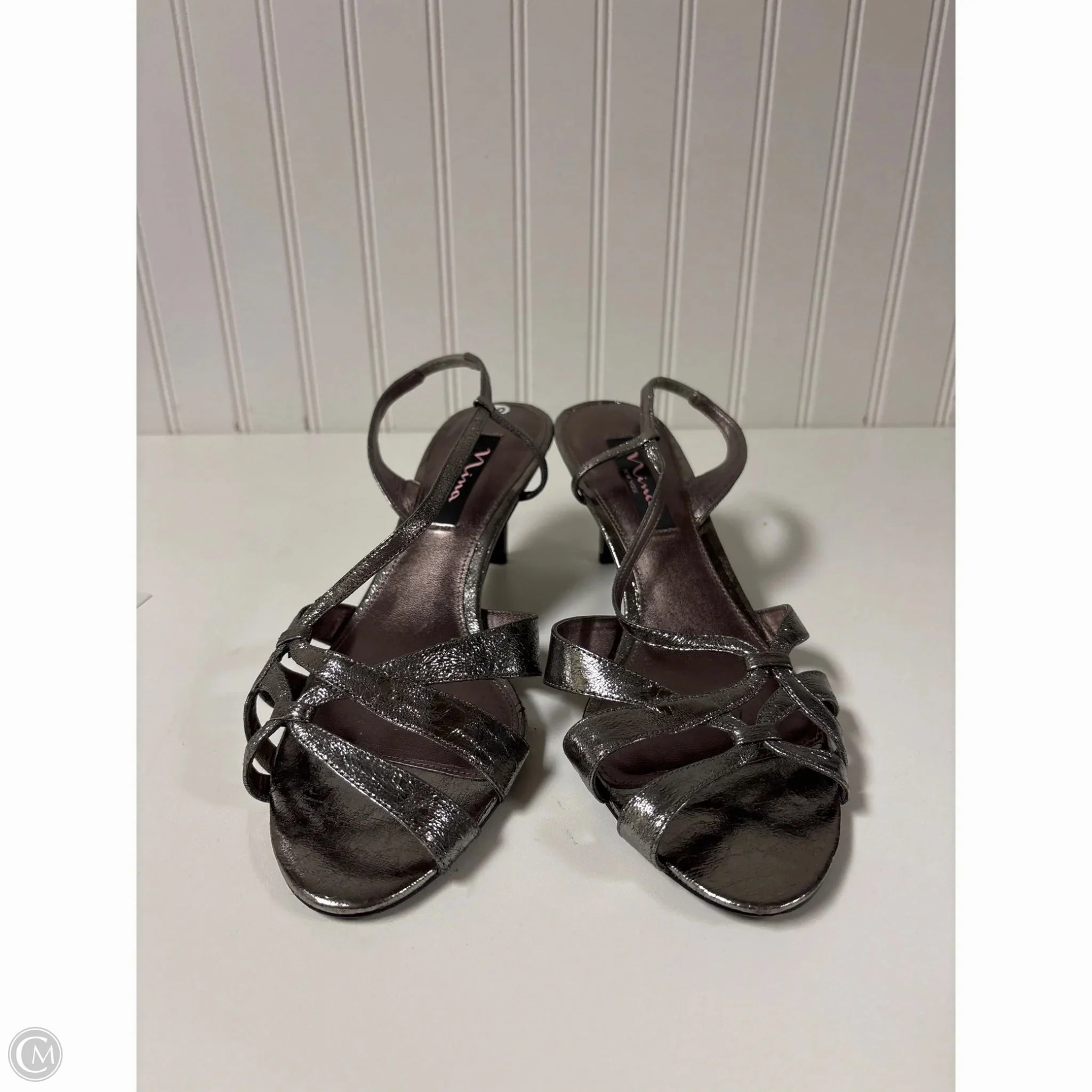 Sandals Heels Kitten By Nina In Silver, Size: 10