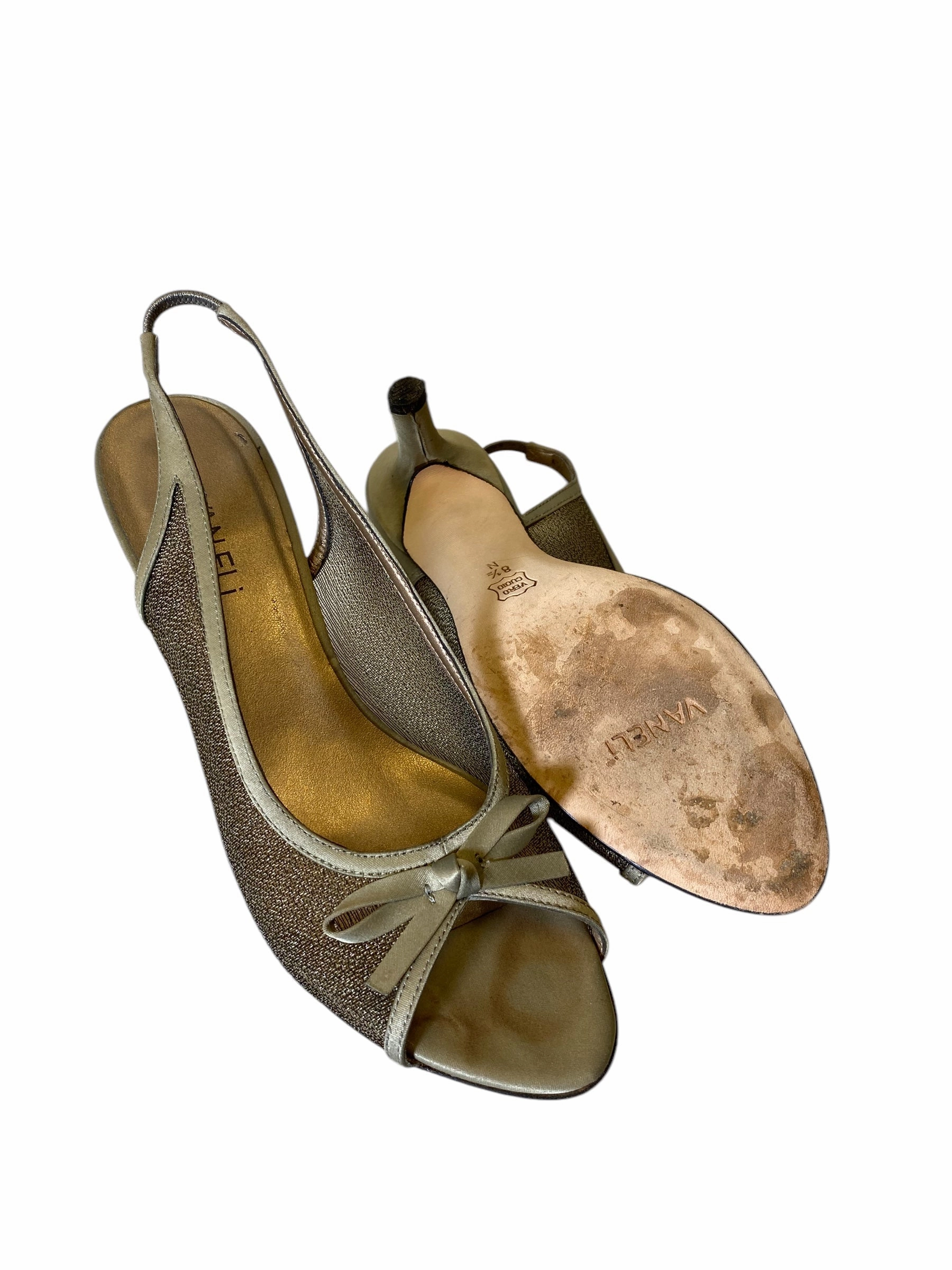 Sandals Heels Kitten By Vaneli In Gold, Size: 8.5