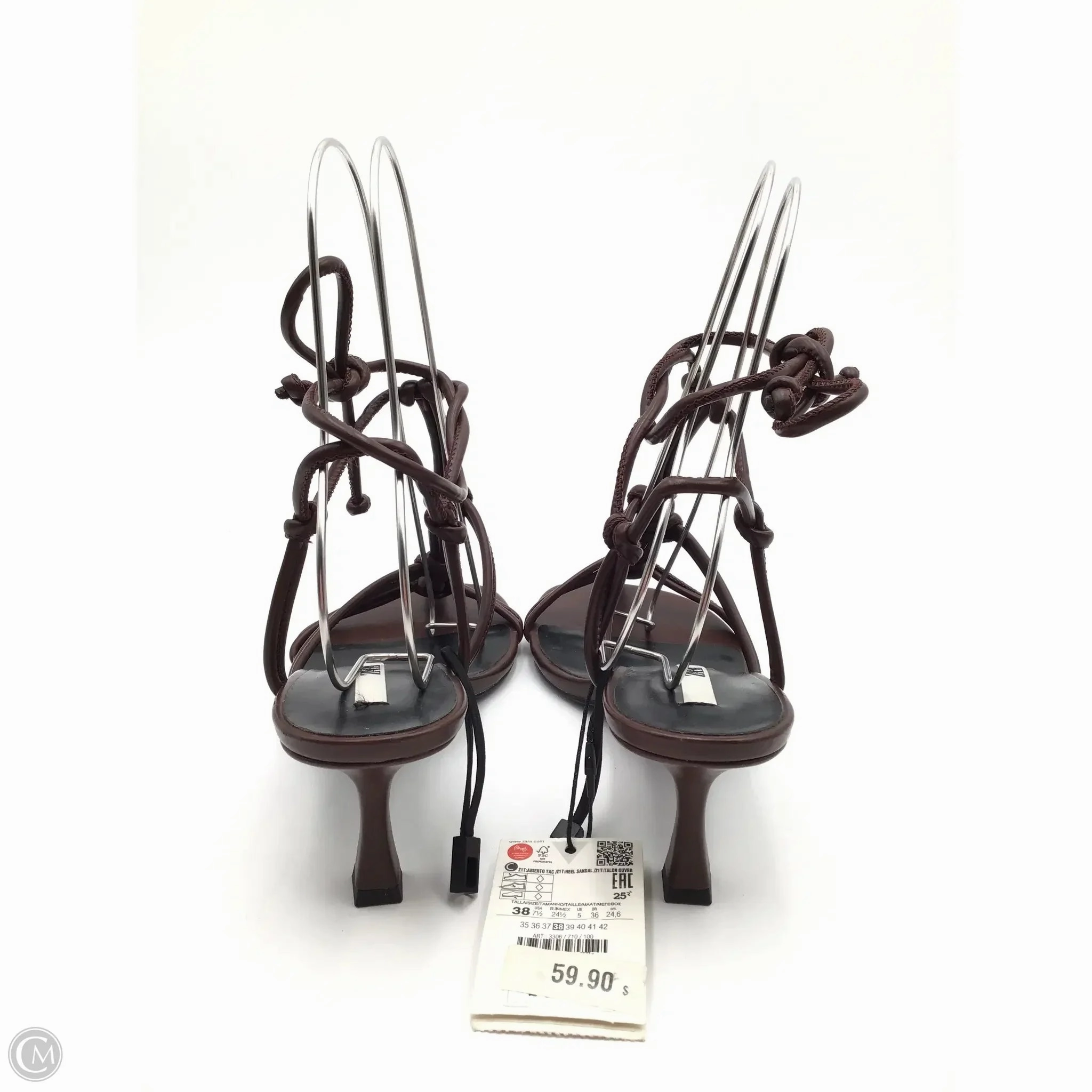 Sandals Heels Kitten By Zara In Brown, Size: 7.5