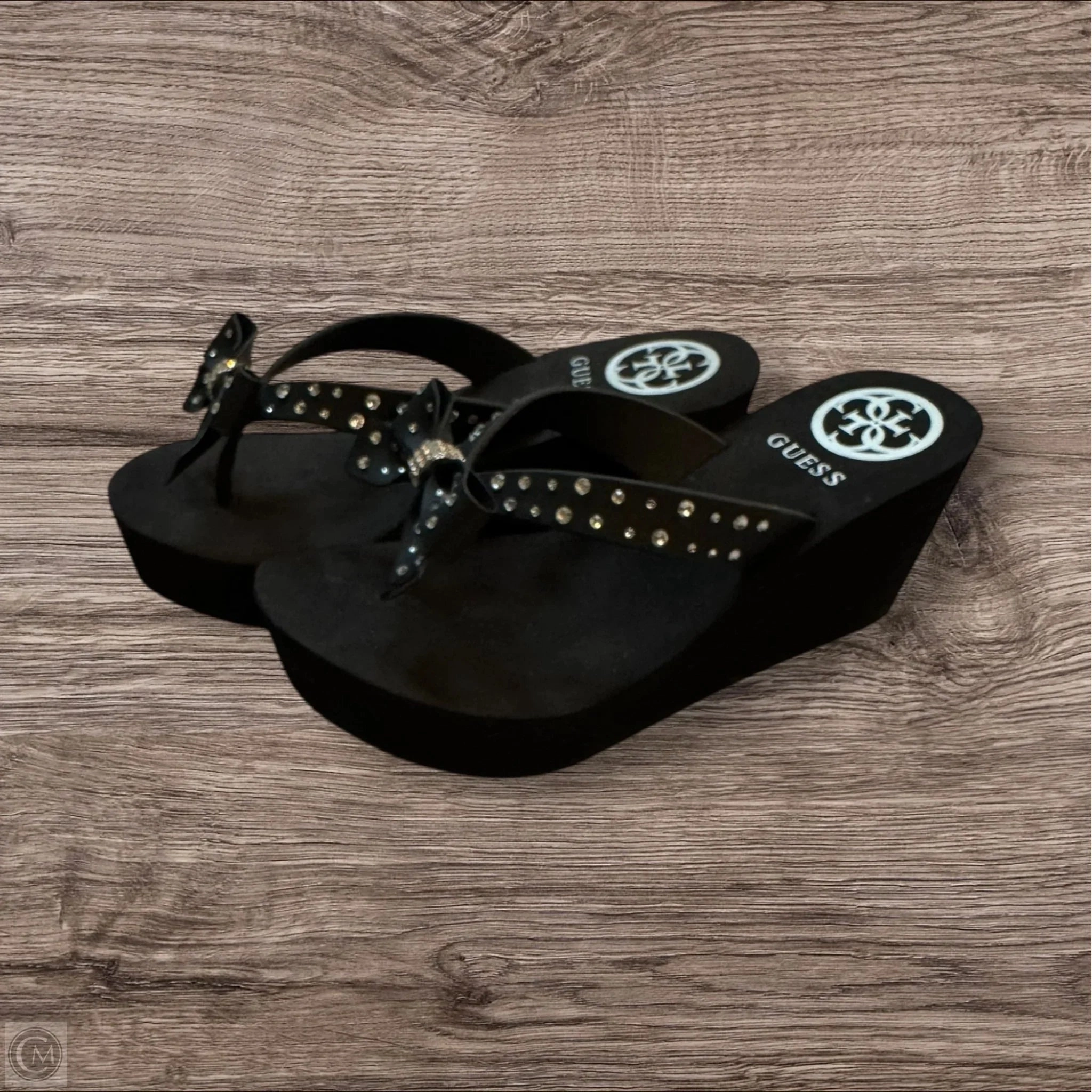 Sandals Heels Platform By Guess In Black, Size: 7