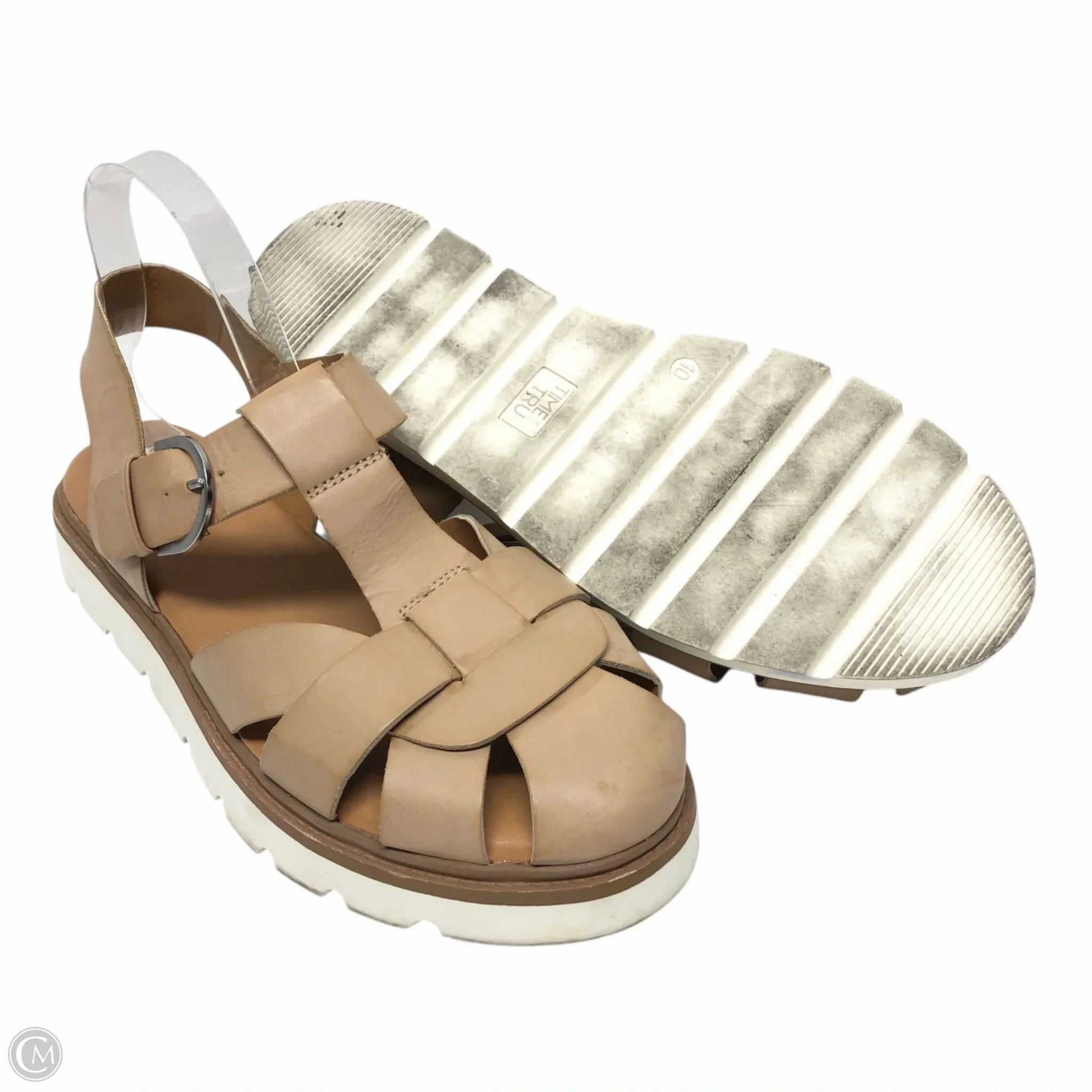 Sandals Heels Platform By Time And Tru In Tan, Size: 10