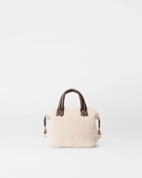 Shearling and Gold Metallic Leather Micro Sutton