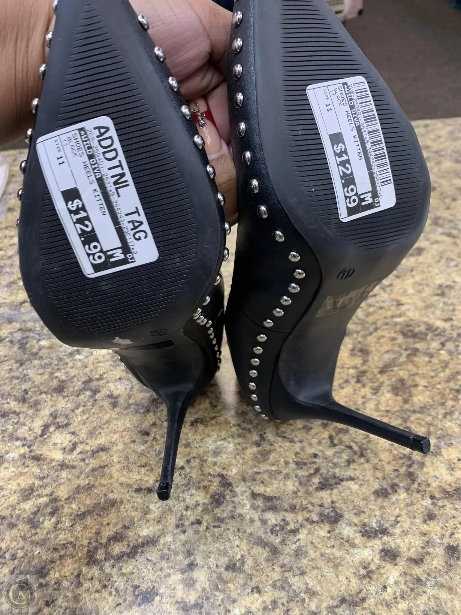 Shoes Heels Kitten By Wild Diva In Black, Size: 11