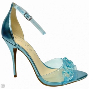 Shoes Heels Stiletto By Jessica Simpson In Blue & Cream, Size: 10