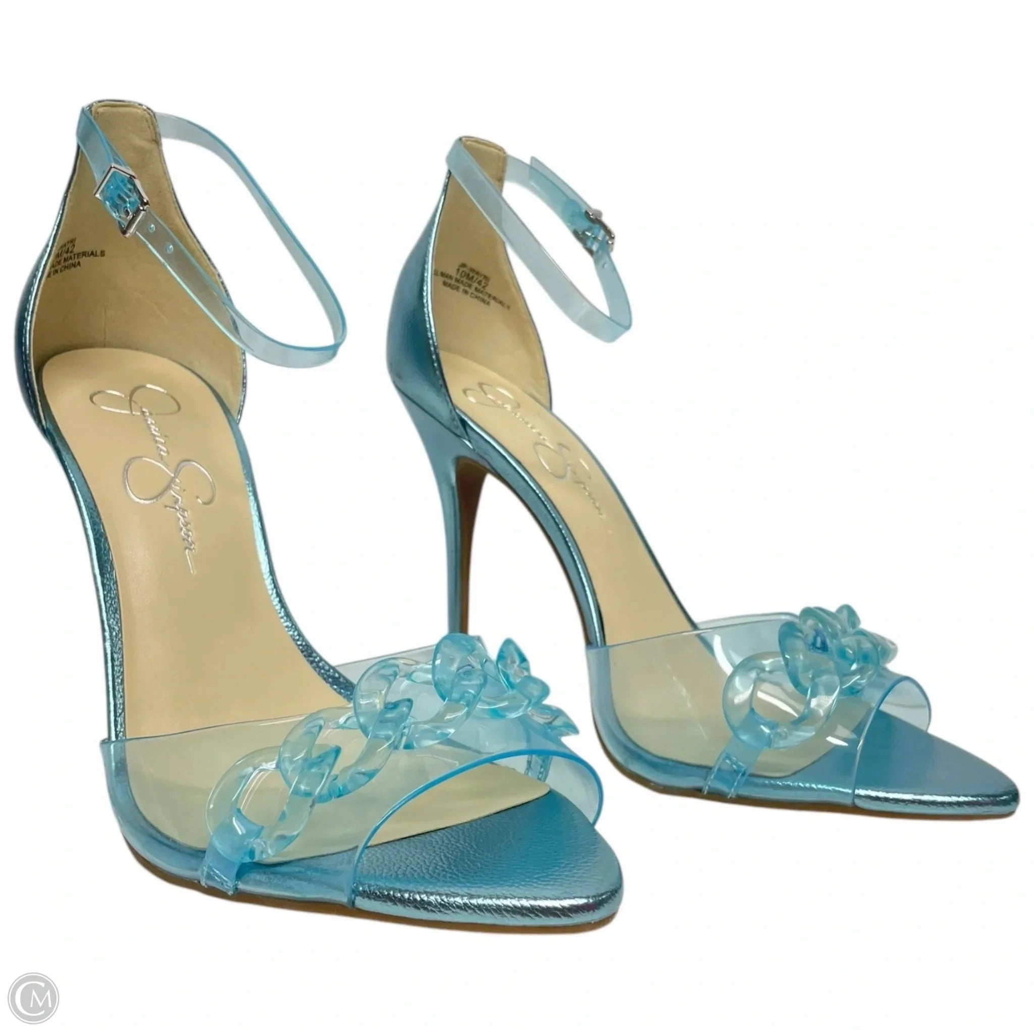 Shoes Heels Stiletto By Jessica Simpson In Blue & Cream, Size: 10