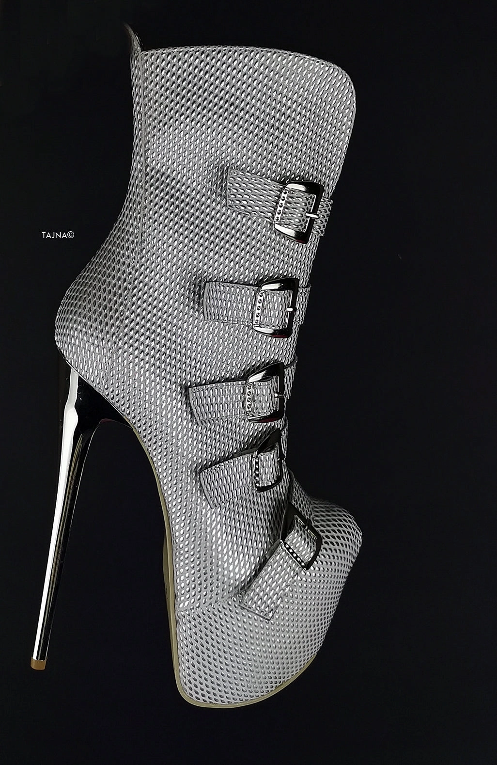 Silver Metallic  Multi Belted Platform Boots