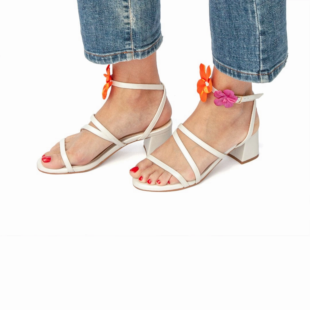 Sofía Vegan Leather Heeled Sandals | Pearl