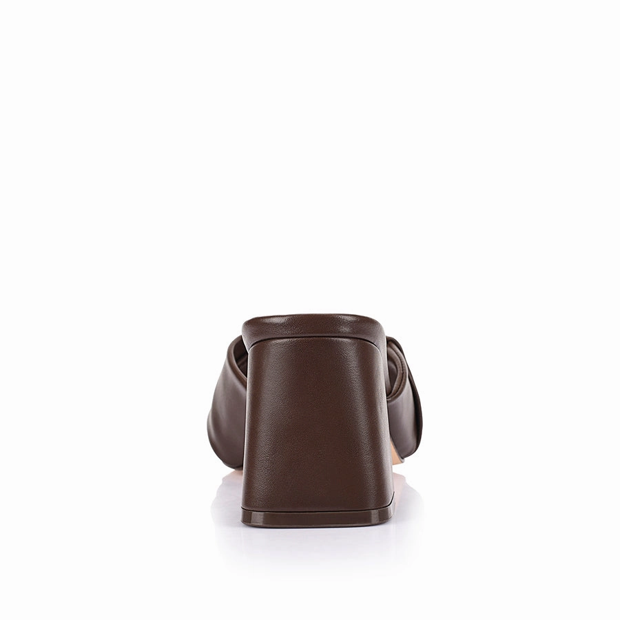 Stella Block Heel Mules - Chocolate Brown
