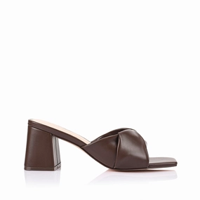 Stella Block Heel Mules - Chocolate Brown