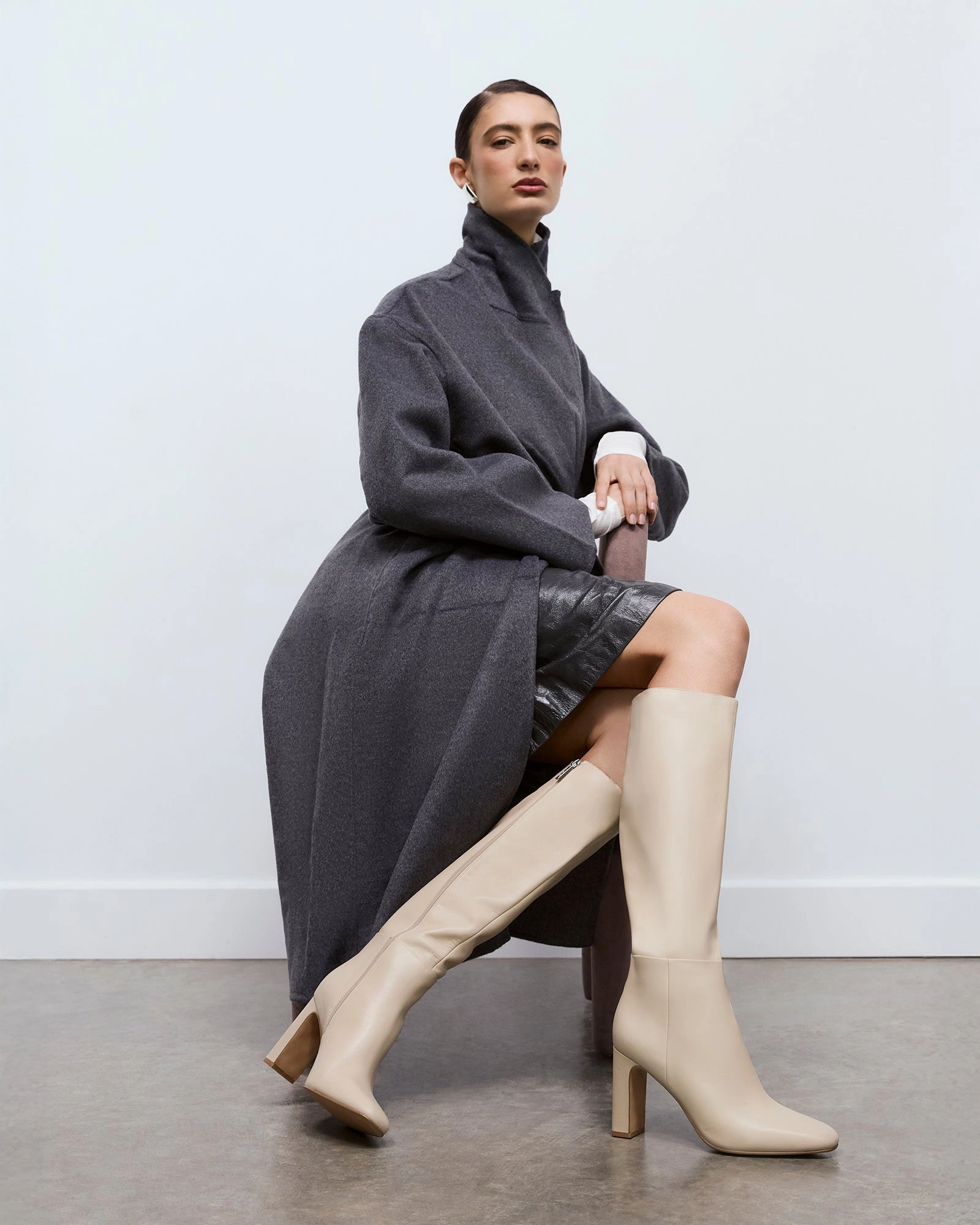STORMI KNEE BOOTS SAND LEATHER