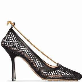Stretch Mesh Square Sandals 90, Black