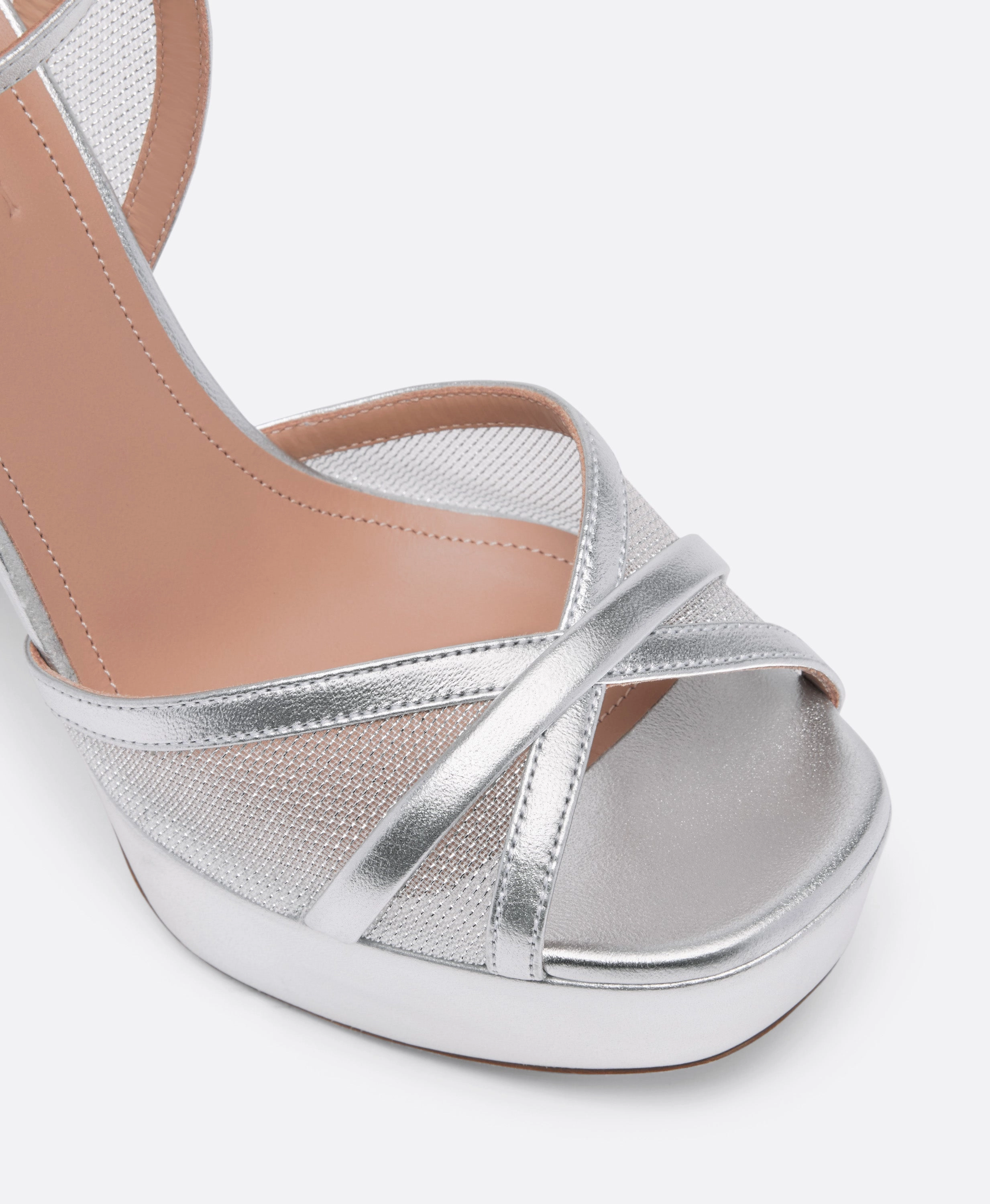 Sylvie 125 Silver Metallic Mesh Platform Sandals