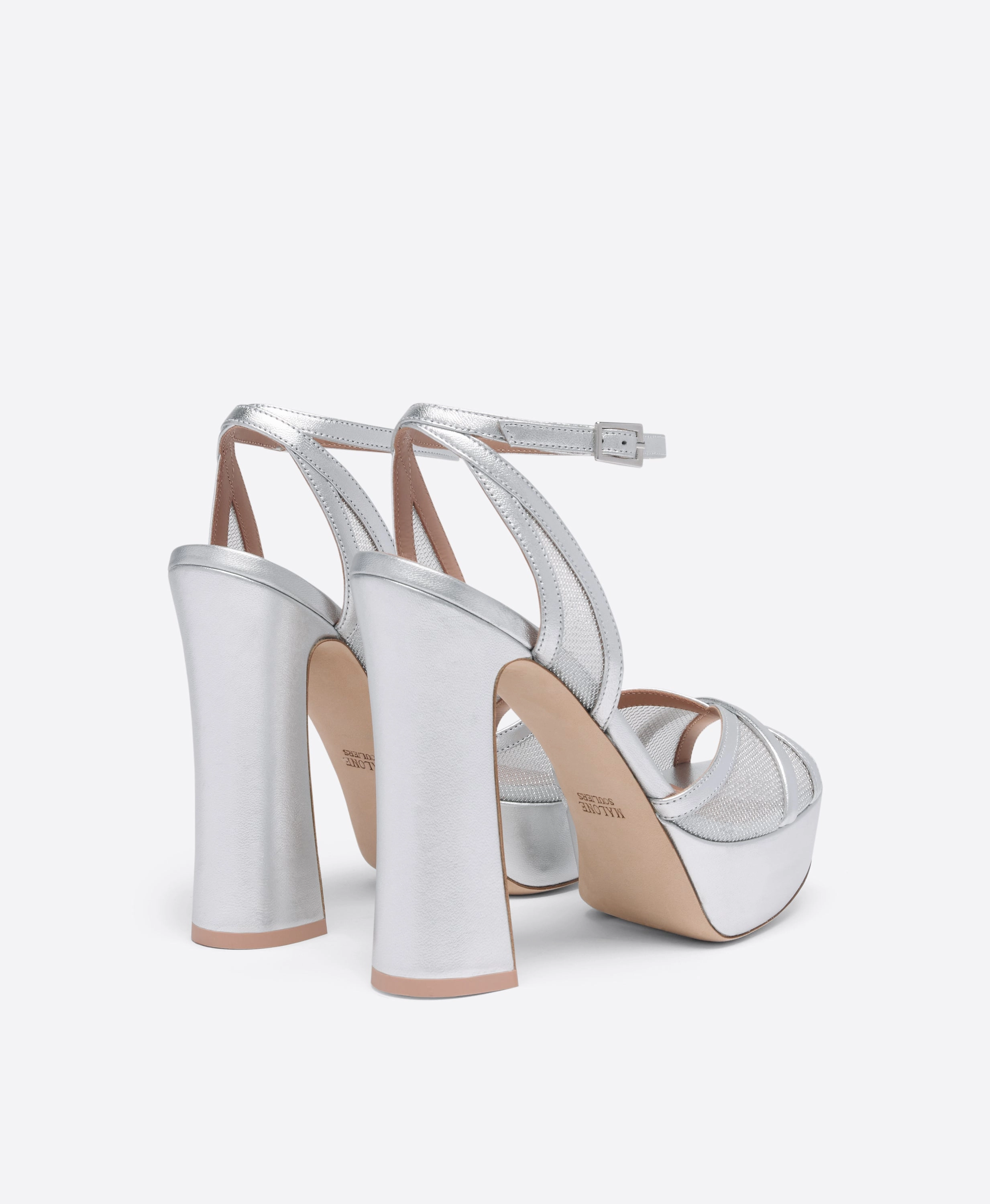 Sylvie 125 Silver Metallic Mesh Platform Sandals