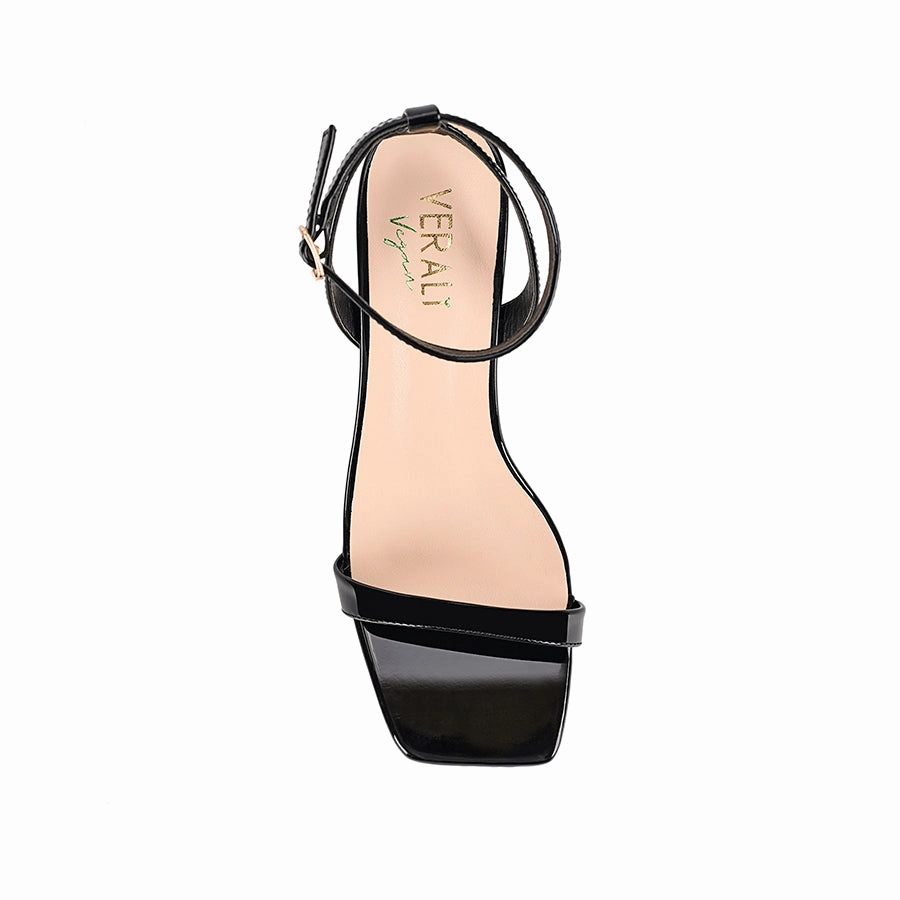 Tally Kitten Heel Sandals - Black Patent
