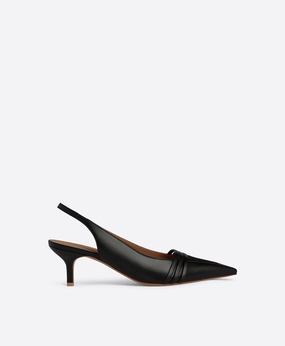 Tanner 45 Black Leather Slingbacks
