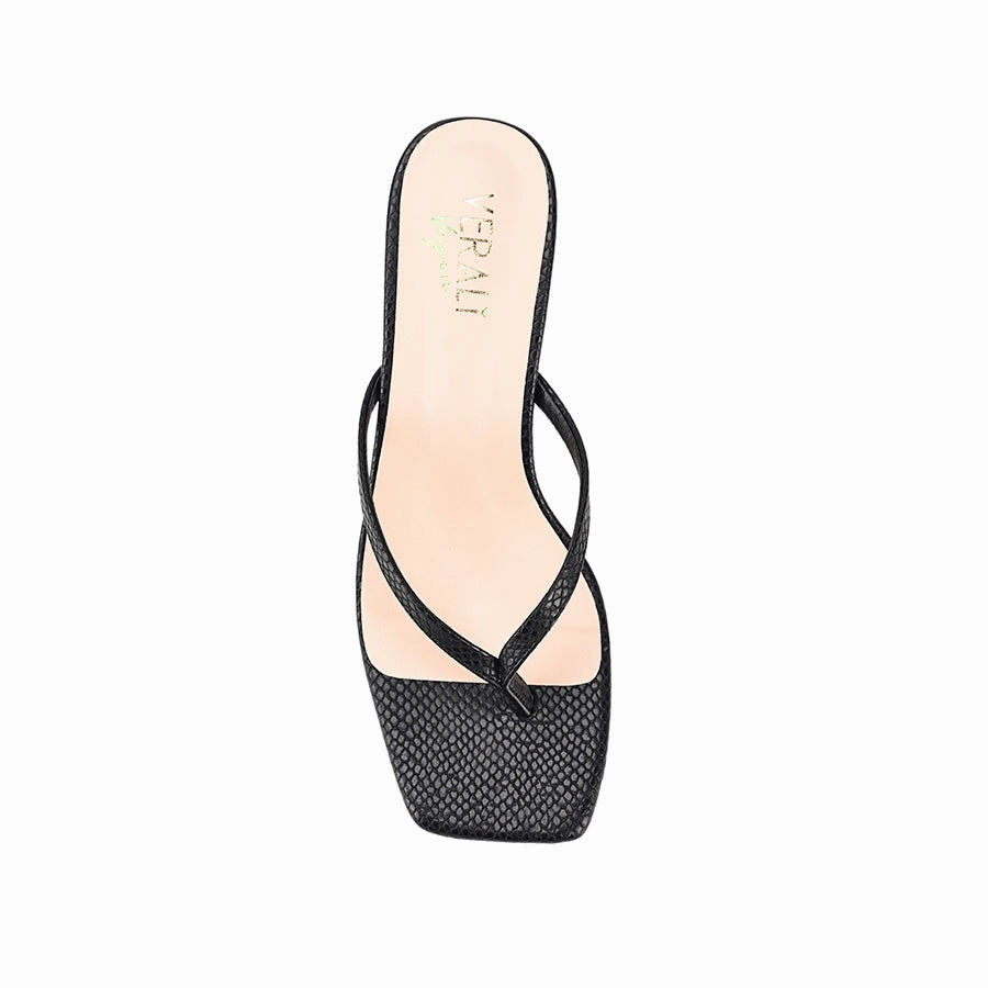 Taytum Heeled Thongs - Black Snake