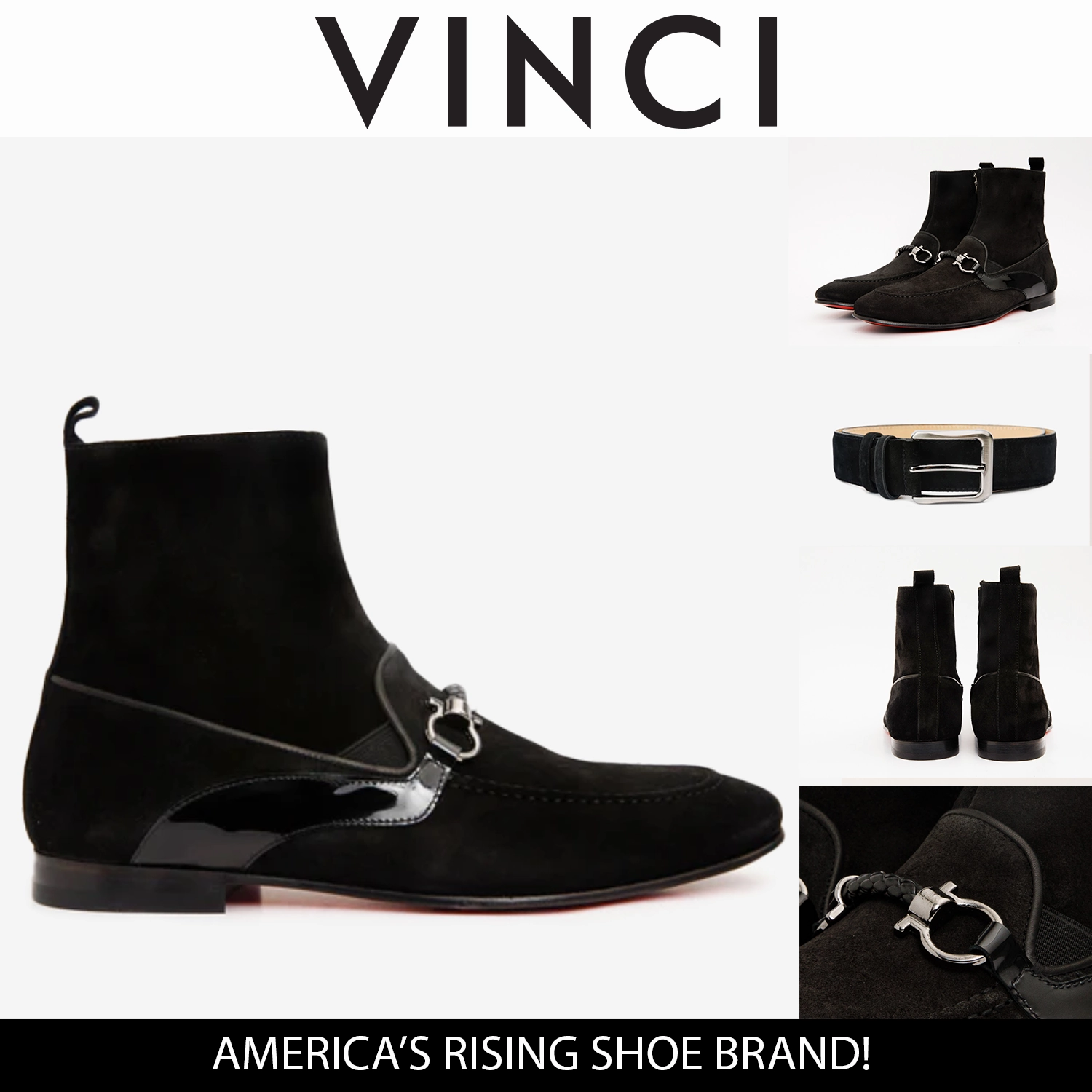 The Baron Black Suede Bit Zip-Up Dress Men Boot Final Sale!