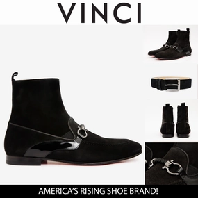 The Baron Black Suede Bit Zip-Up Dress Men Boot Final Sale!