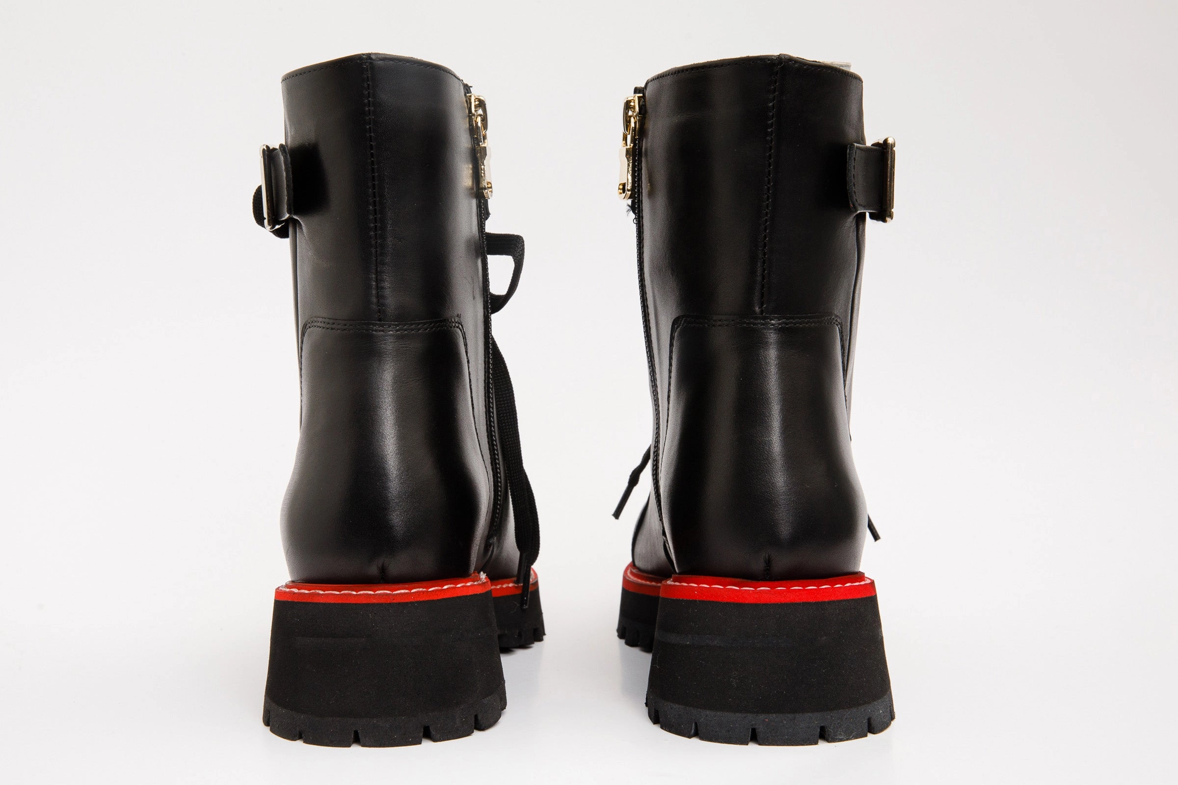 The Belgrano Black Leather Lace-Up Ankle Women Boot With a Side Zipper