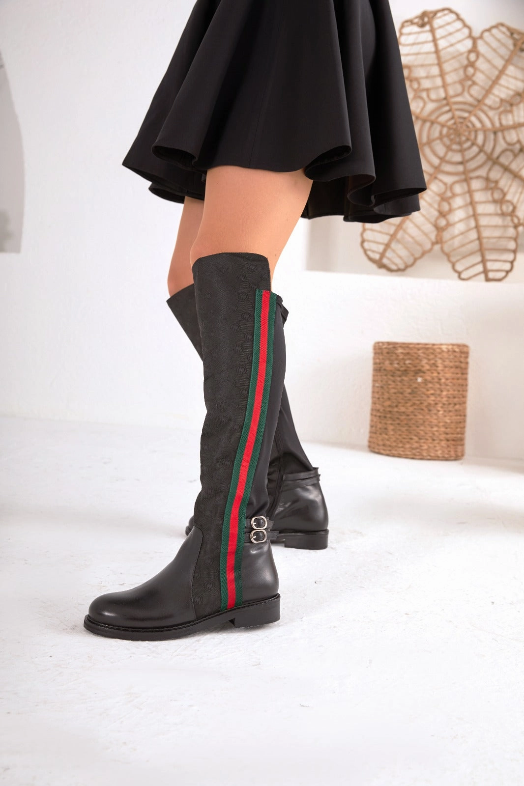 The Gallant Black Leather Knee-High Boot