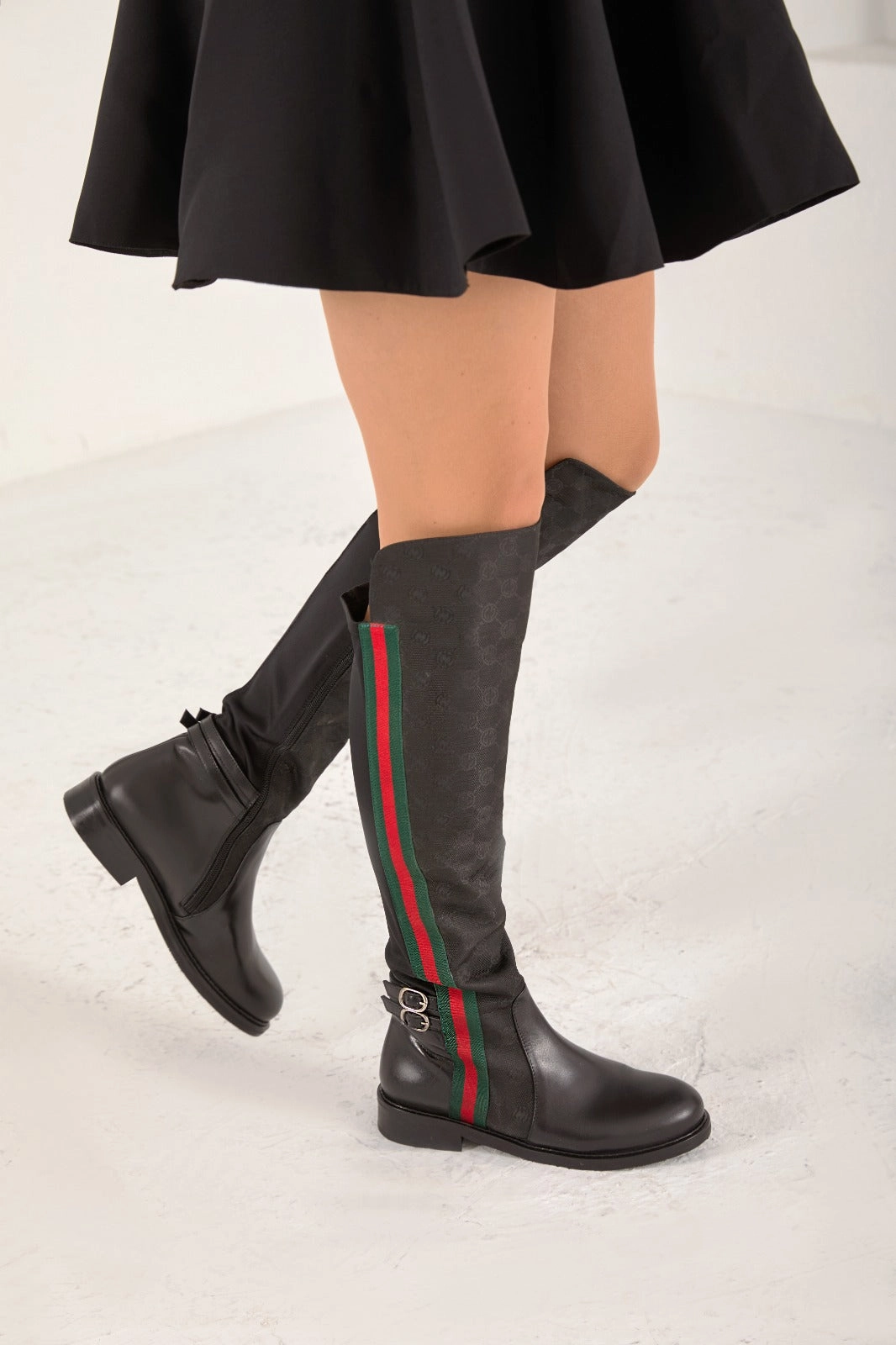 The Gallant Black Leather Knee-High Boot