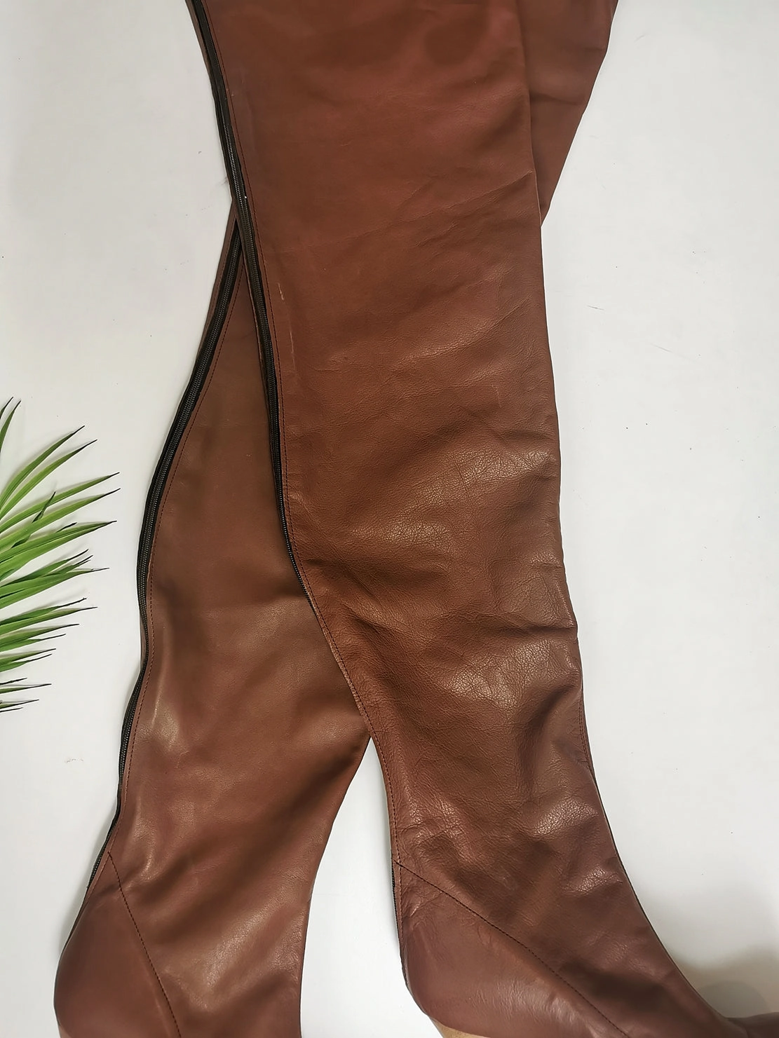 Thigh High Brown Genuine Leather Boots