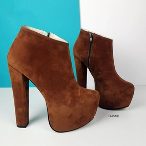 Tobacco Brown Ankle Platform Booties