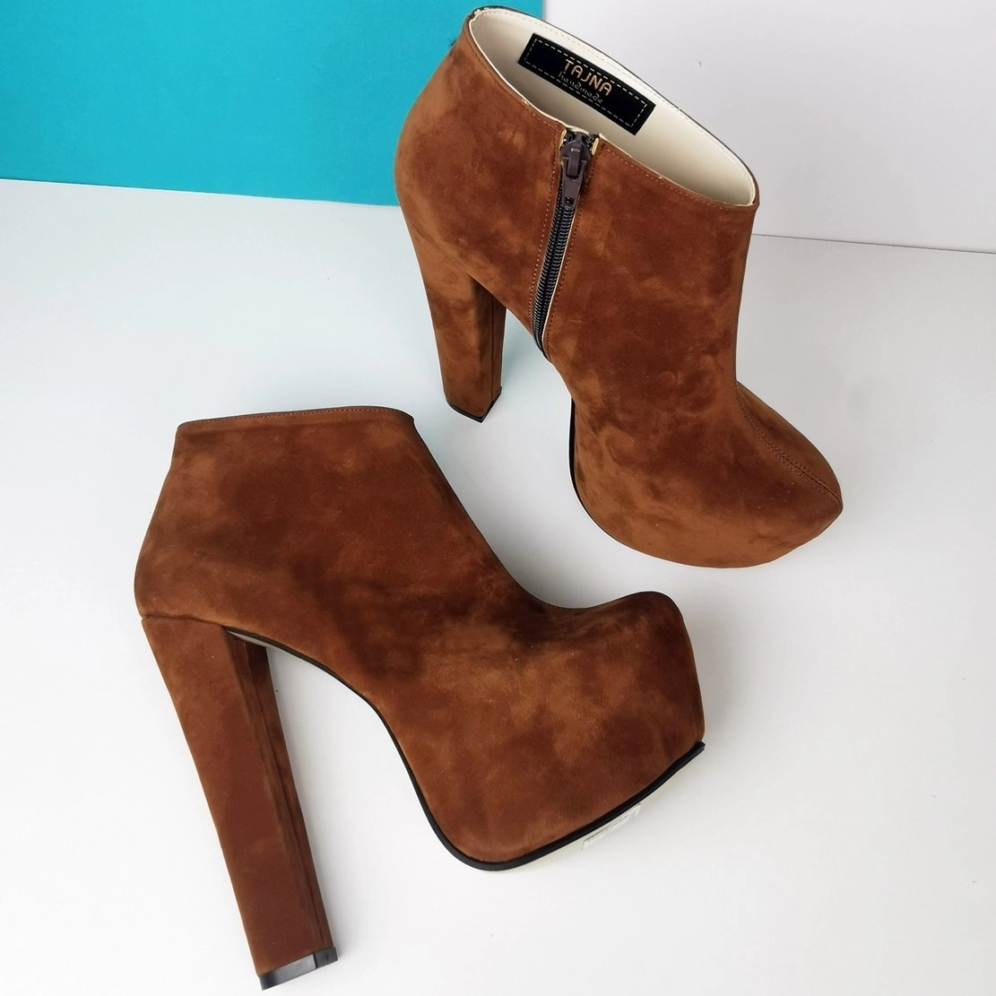 Tobacco Brown Ankle Platform Booties