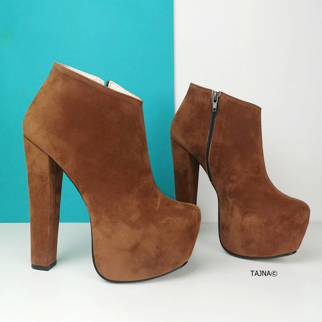 Tobacco Brown Ankle Platform Booties