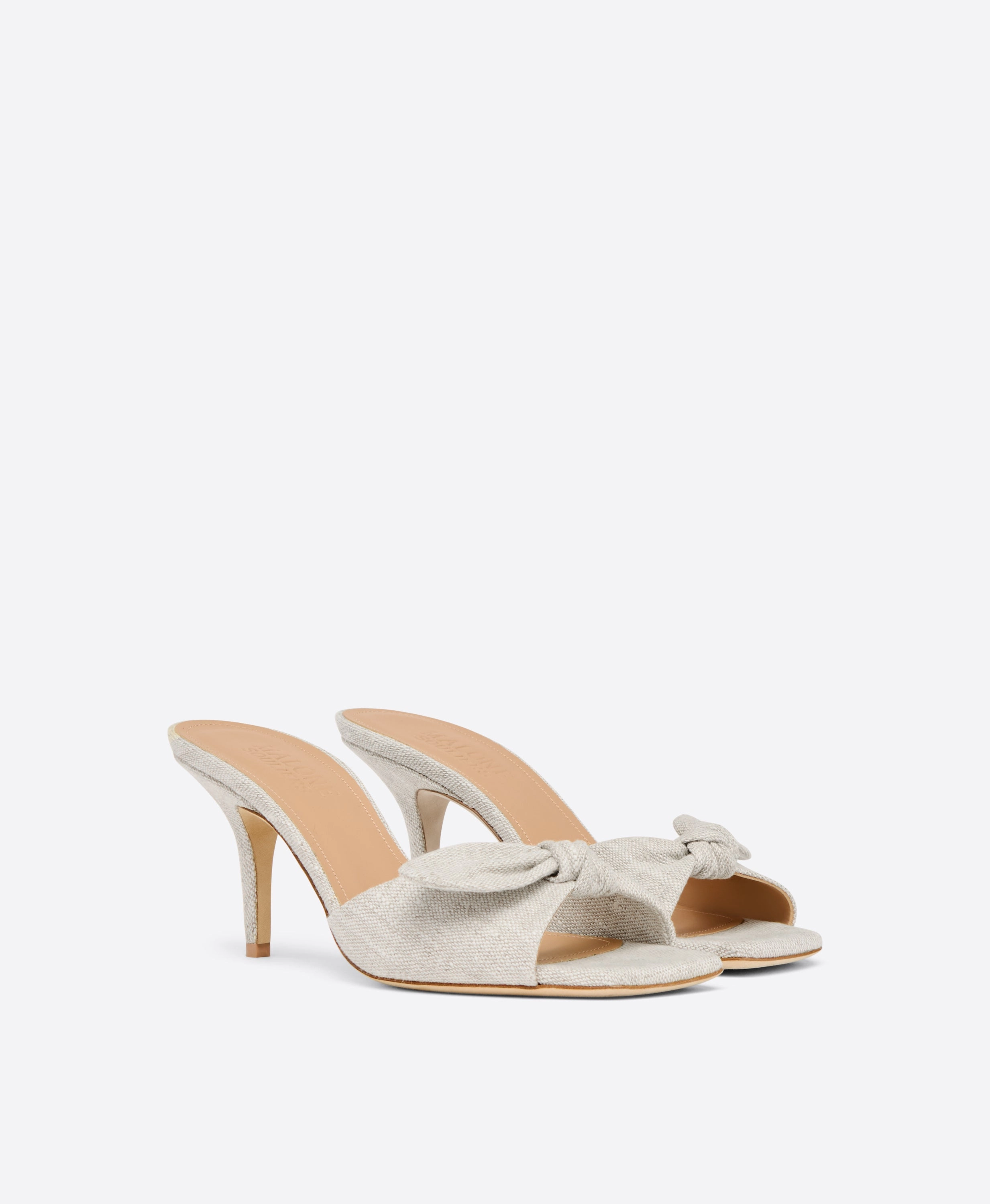Vargas 70 Beige Linen Heeled Sandals