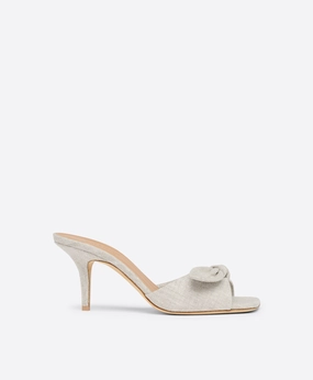 Vargas 70 Beige Linen Heeled Sandals
