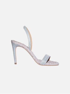 Vivien Cotton Vegan High Heeled Sandals | Silver Lurex