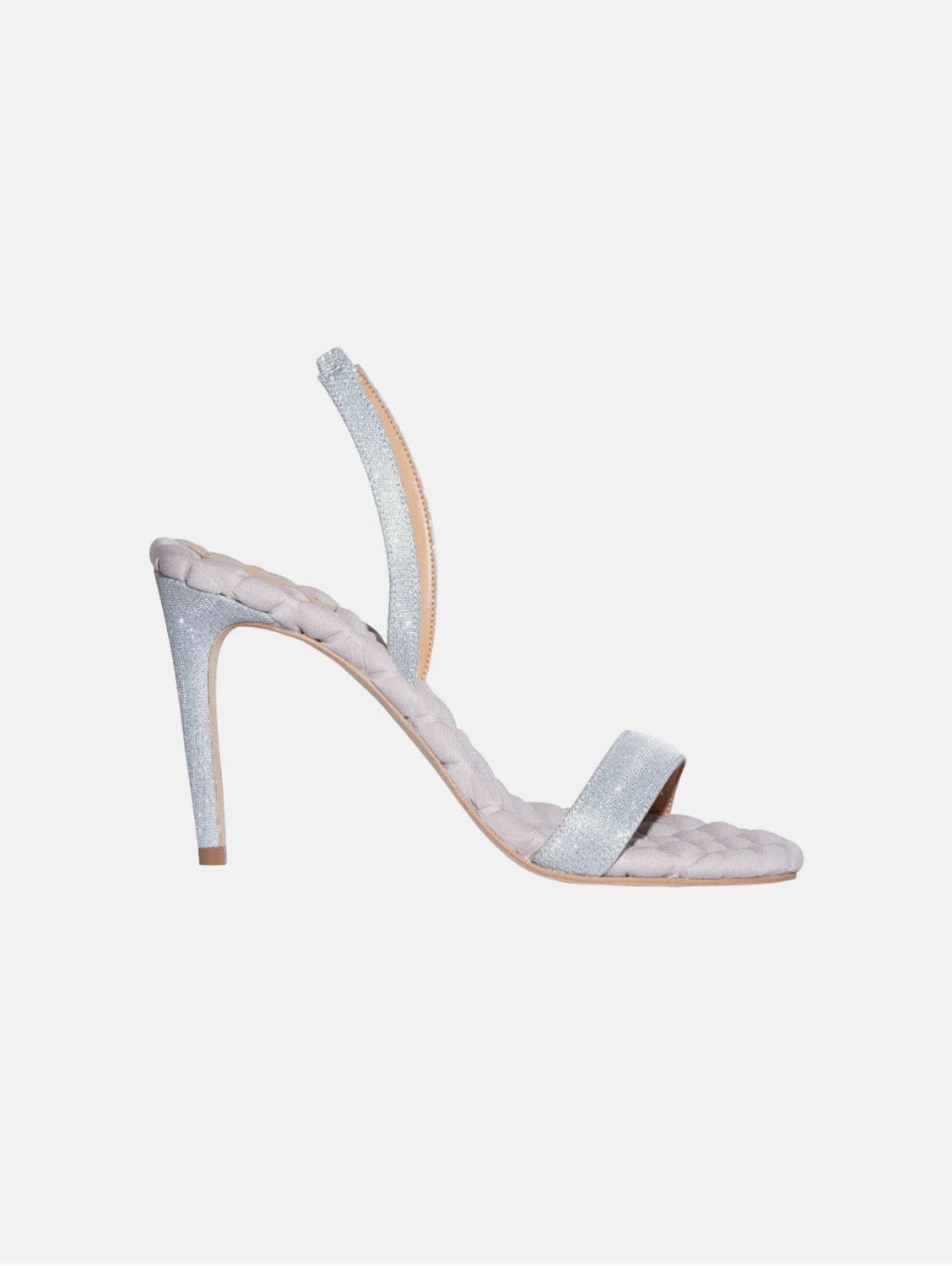 Vivien Cotton Vegan High Heeled Sandals | Silver Lurex