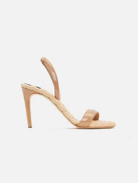 Vivien Vegan Patent Leather High-Heeled Slingback Sandals | Nude
