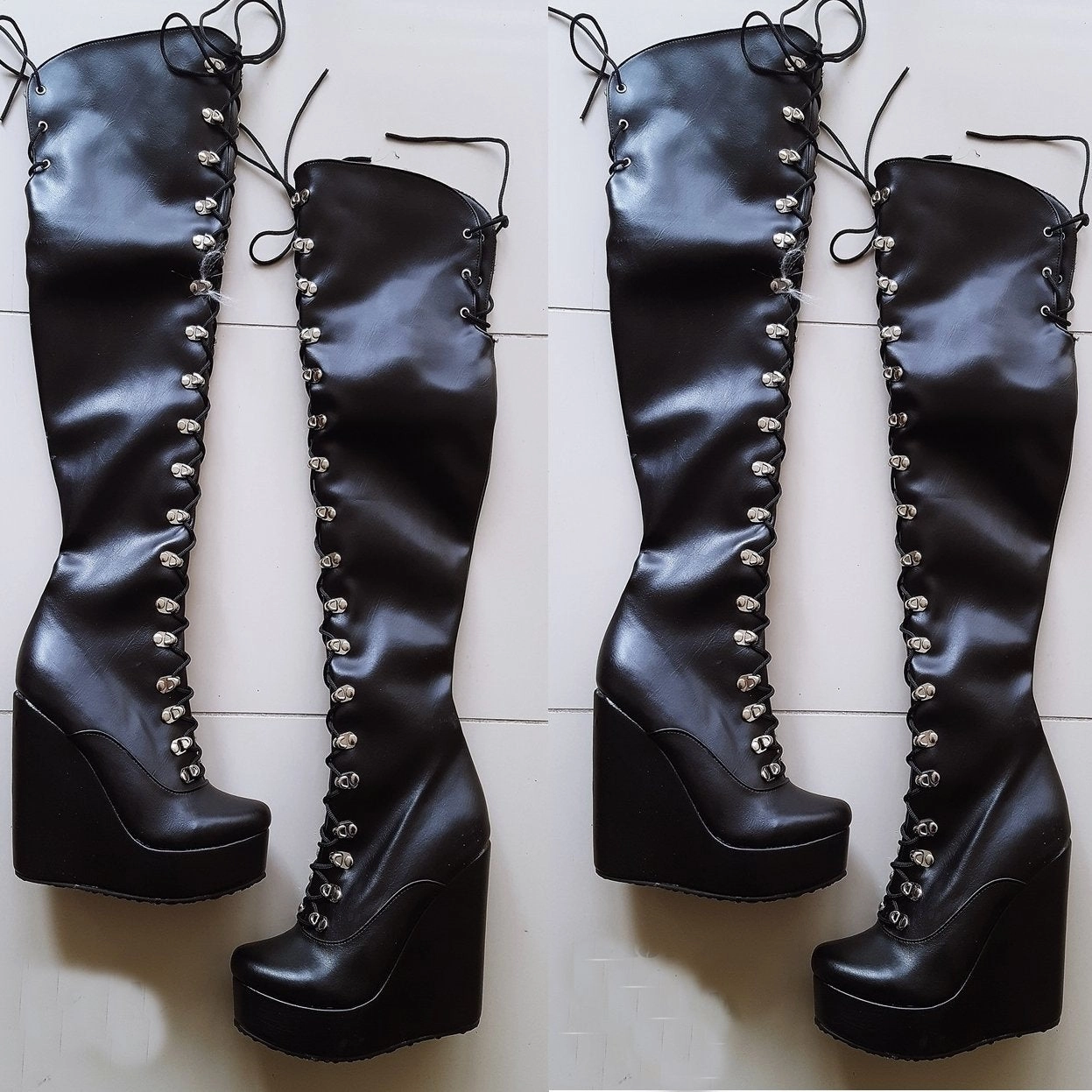 Wedge Platform Knee High Boots