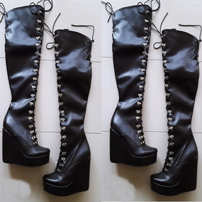 Wedge Platform Knee High Boots