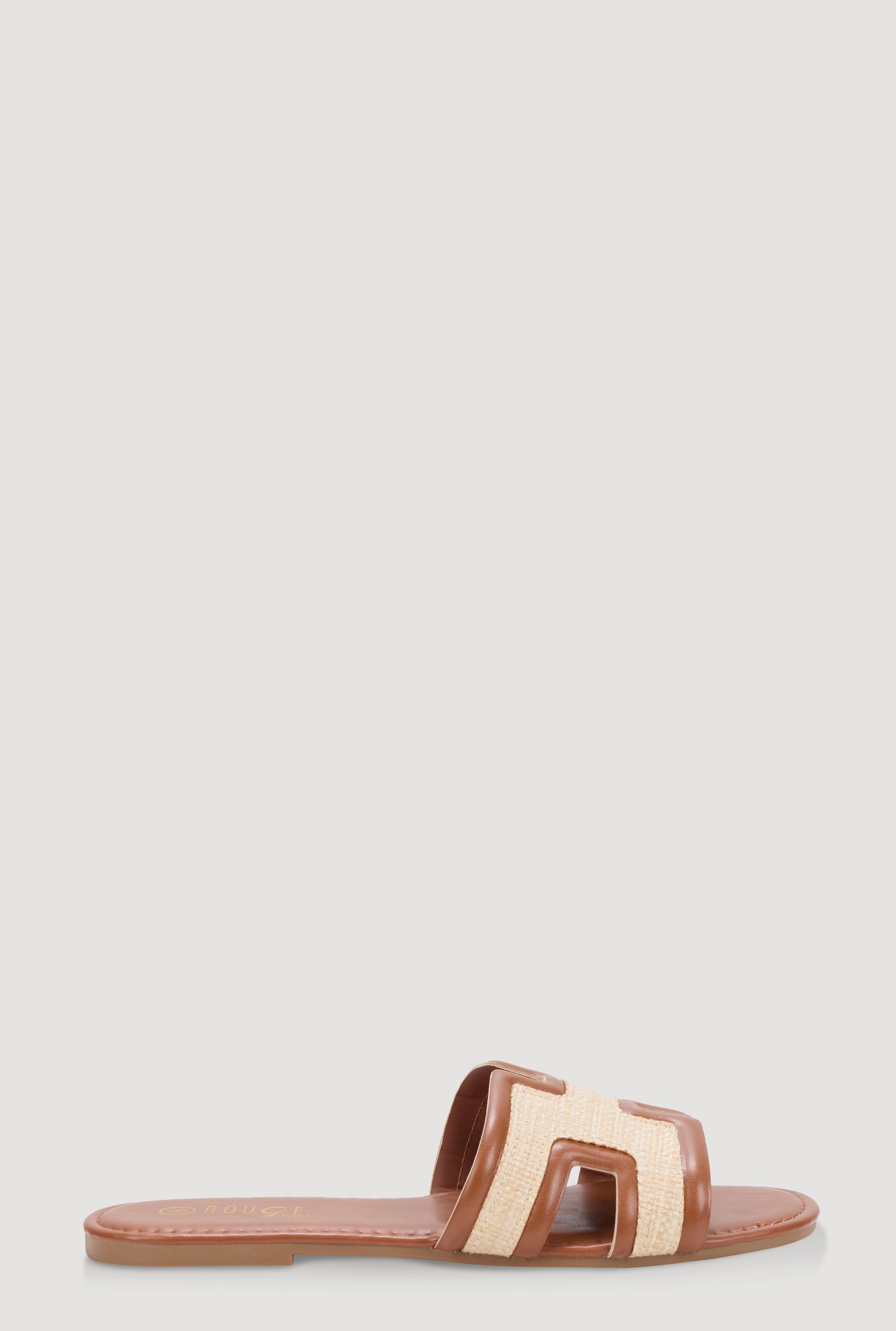 Woven Cut Out Band Slide Sandals