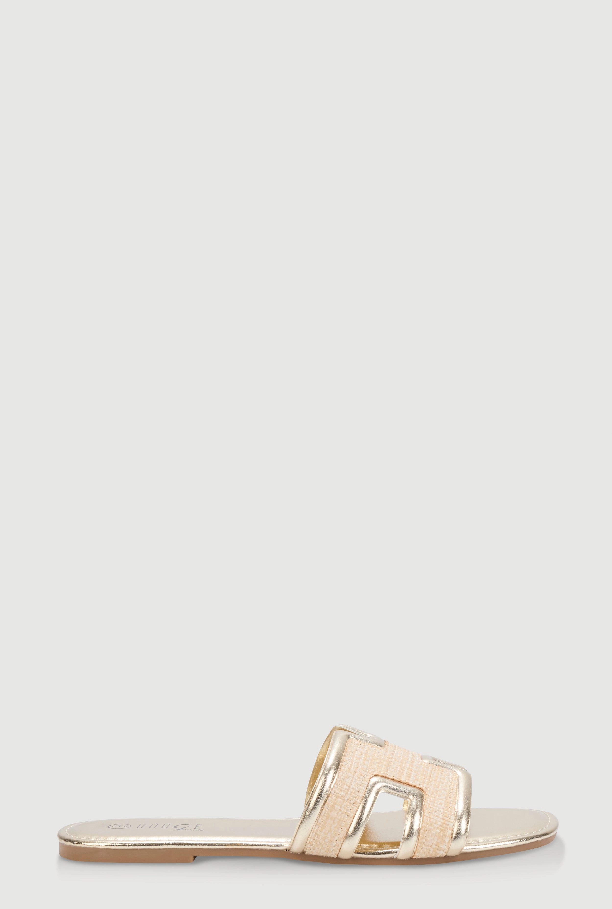 Woven Cut Out Band Slide Sandals