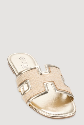 Woven Cut Out Band Slide Sandals
