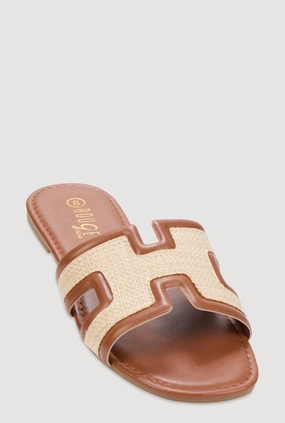 Woven Cut Out Band Slide Sandals